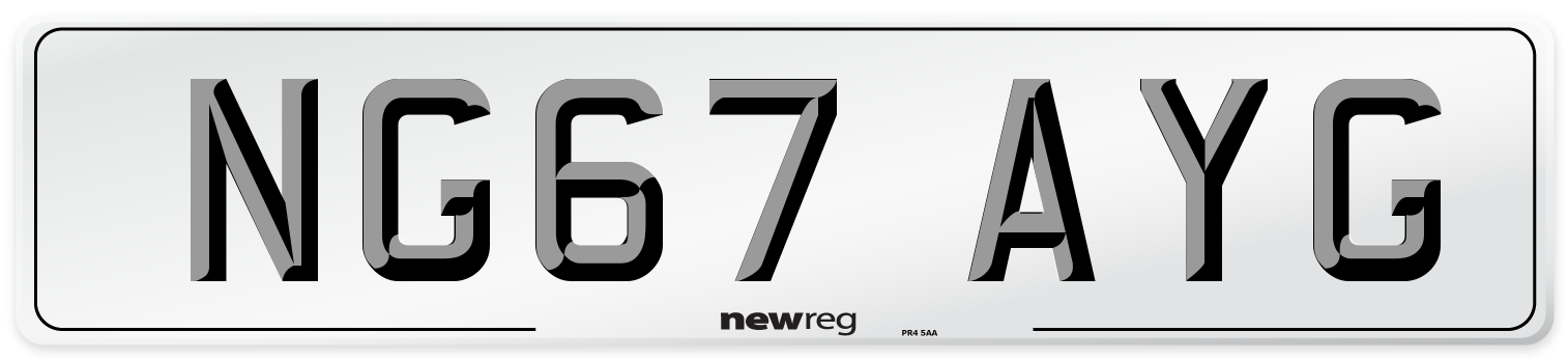 NG67 AYG Number Plate from New Reg